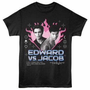 Twilight Edward v Jacob Heart Men's T Shirt Black