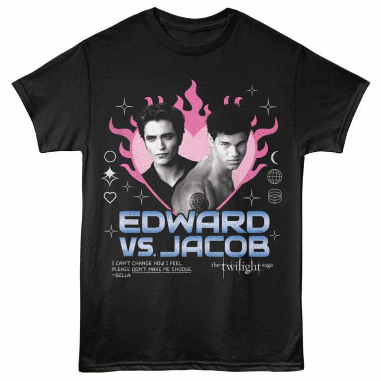 Twilight Edward v Jacob Heart Men's T Shirt Black
