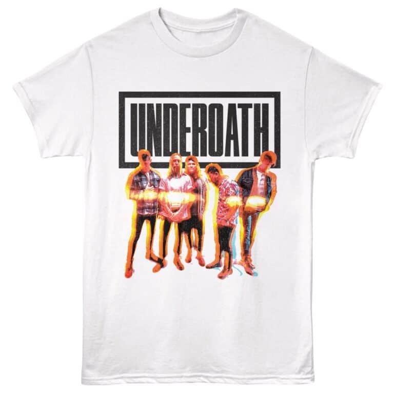 High-quality Underoath band graphic t-shirt for fans of post-hardcore and alternative music. Perfect for concert and casual wear.