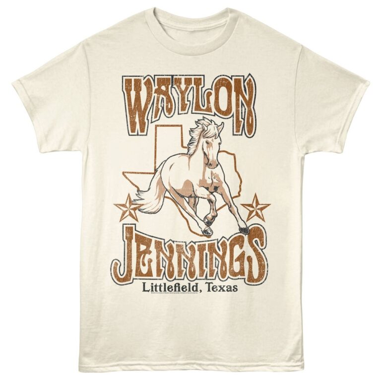 Waylon Jennings Littlefield Texas Men's T Shirt Ivory