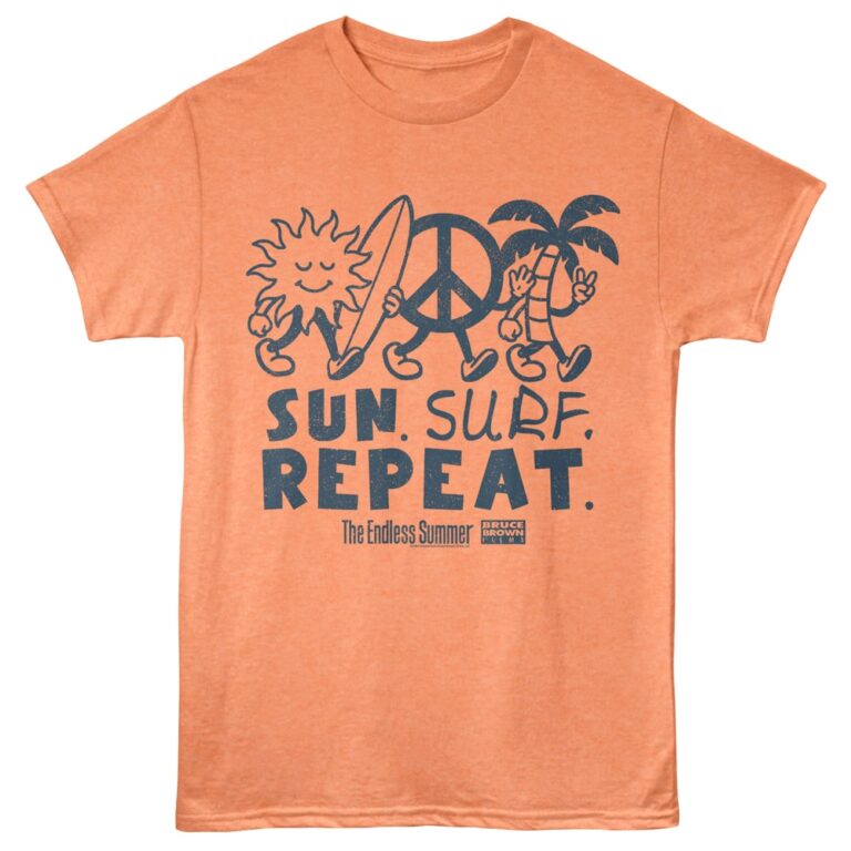 Endless Summer Sun Surf Repeat Men's T Shirt Orange Heather