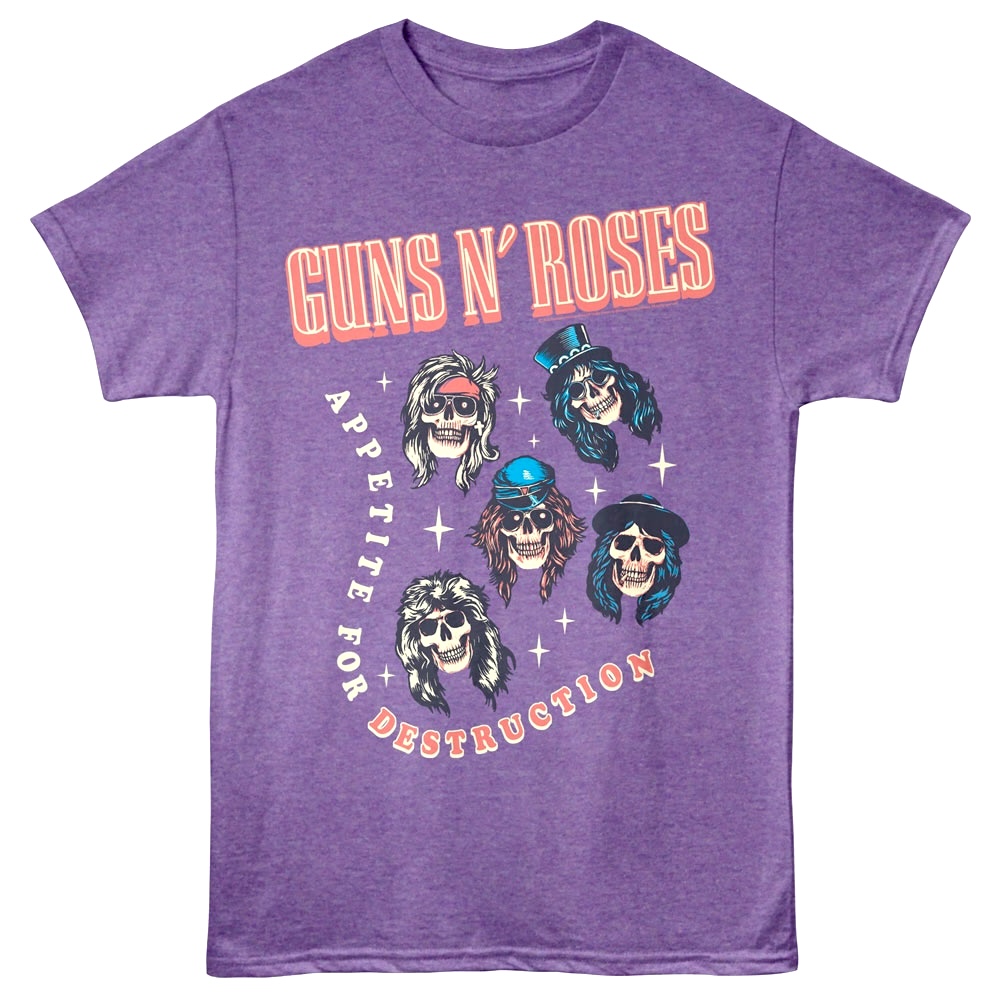 Guns N Roses Destruction Men's T Shirt Purple Heather