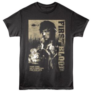 Rambo Fighting for His Life Men's T Shirt Black