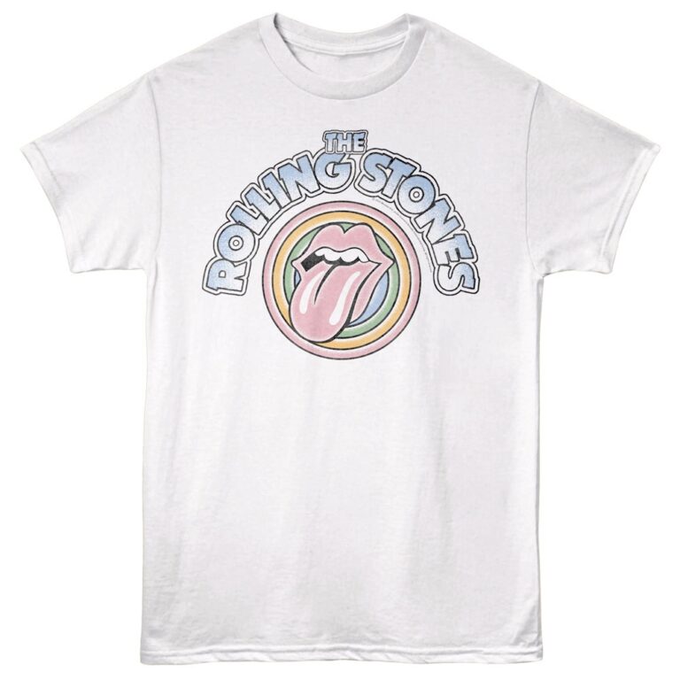 Rolling Stones Rainbow Lips Men's T Shirt White