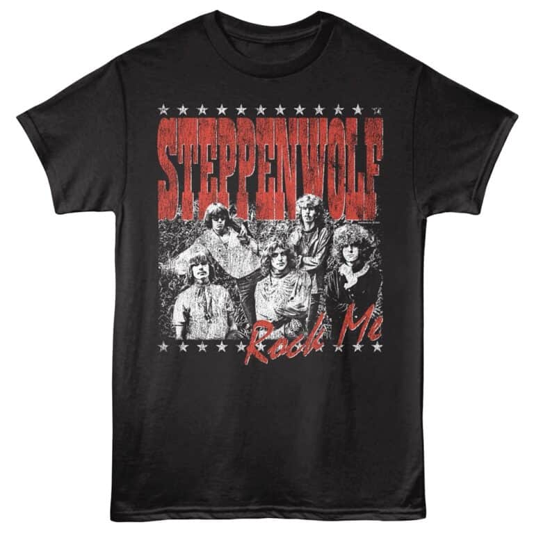 Vintage Steppenwolf Rock Me band tee with bold graphic, perfect for music fans.