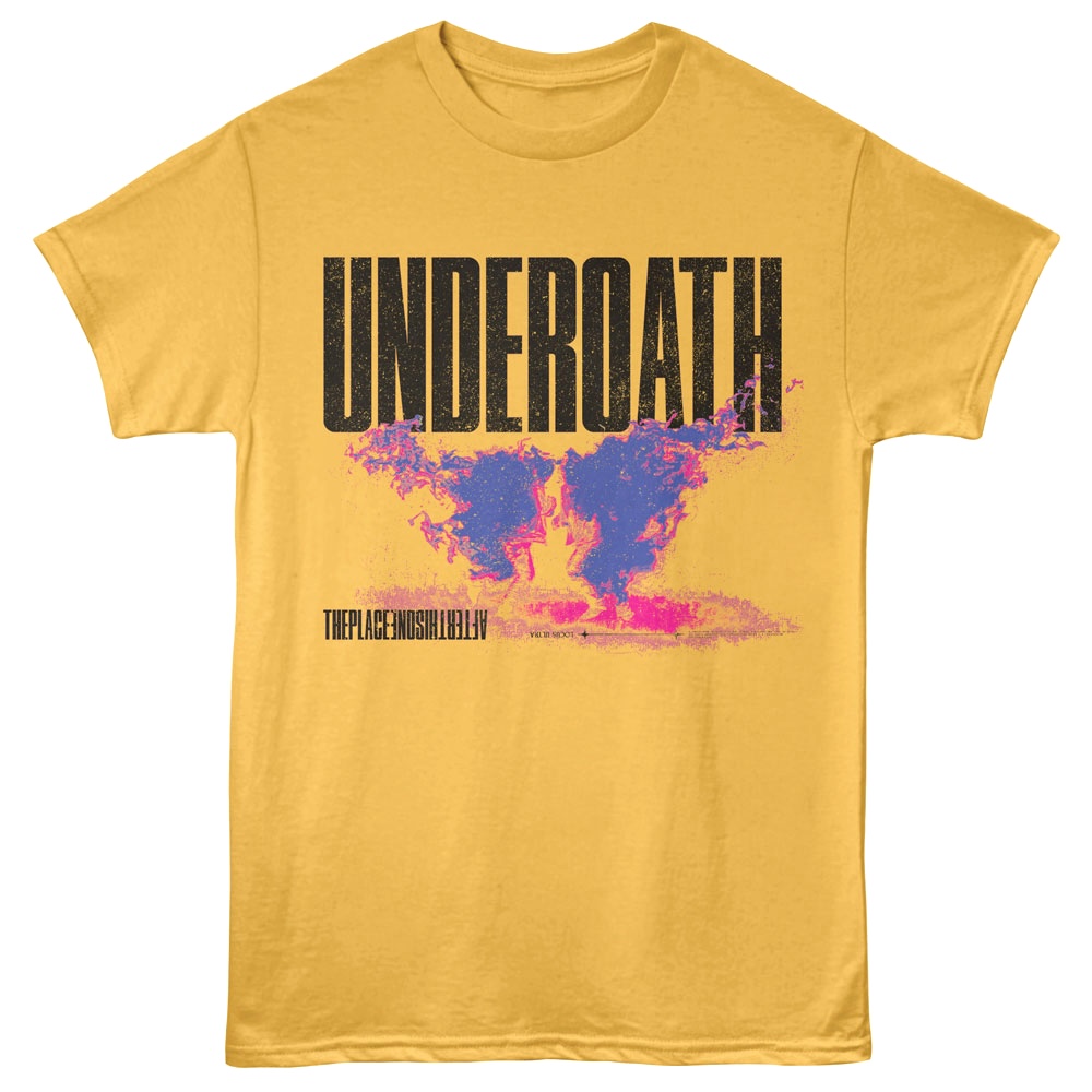 Underoath Blue Flames Men's T Shirt Gold