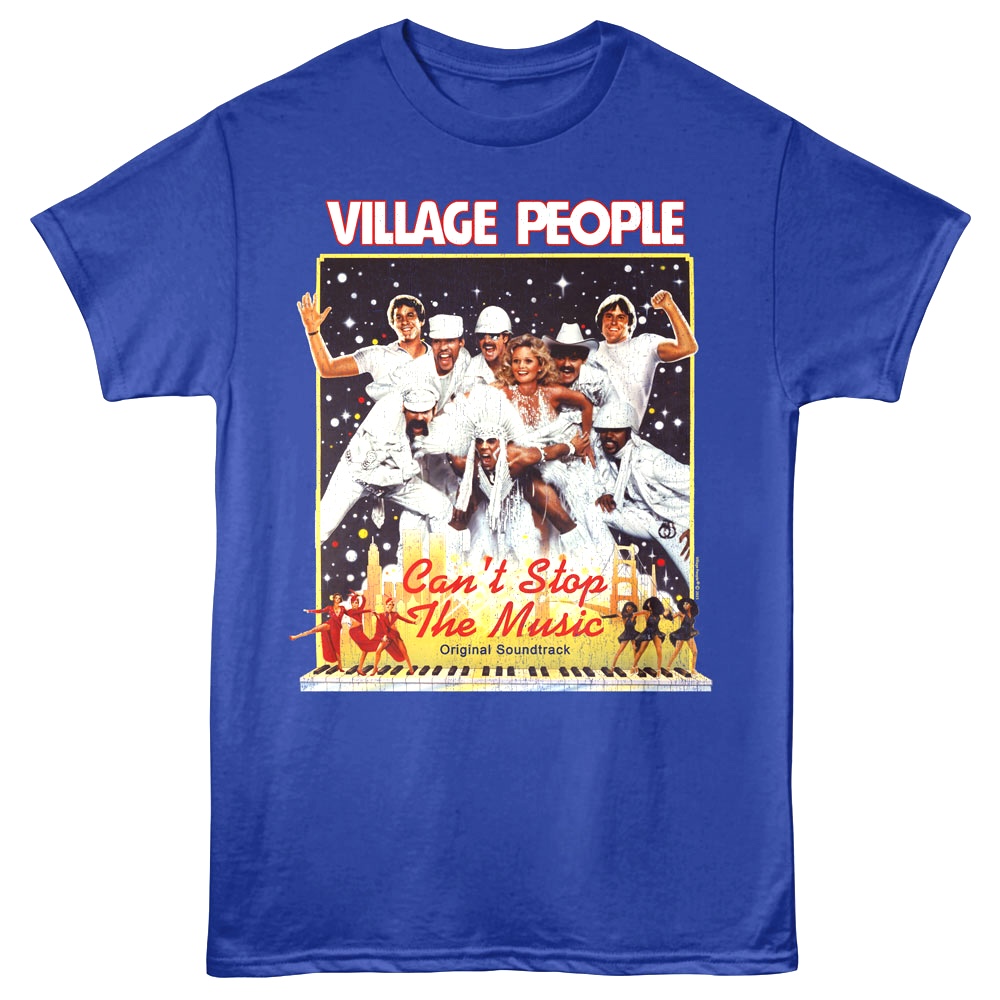 Village People Can't Stop the Music Men's T Shirt Blue