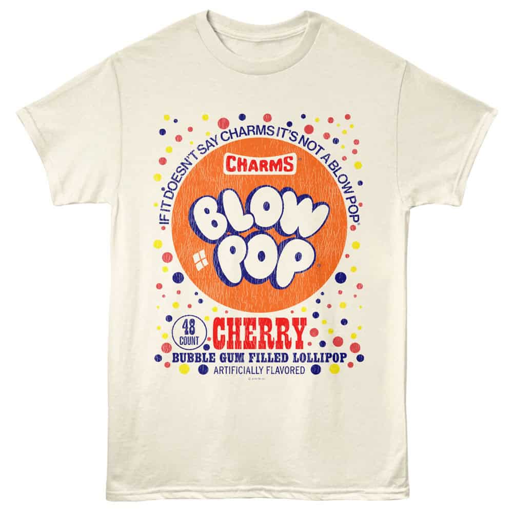 Bright graphic tee with cherry bubble gum bubble pop design, perfect for fun, casual wear.