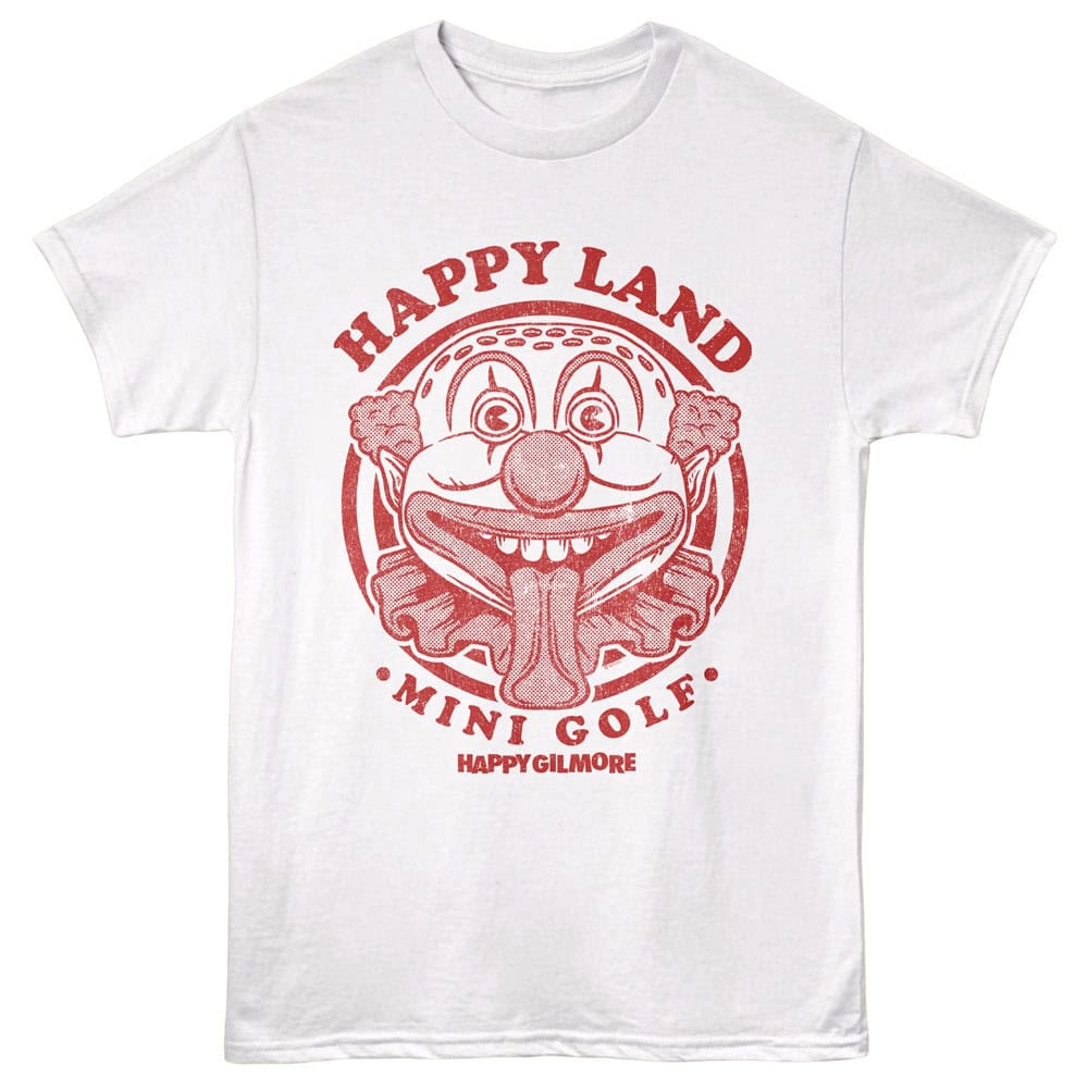 Clown face with big nose, tongue out, mini golf theme, Happy Gilmore, retro sports tee.