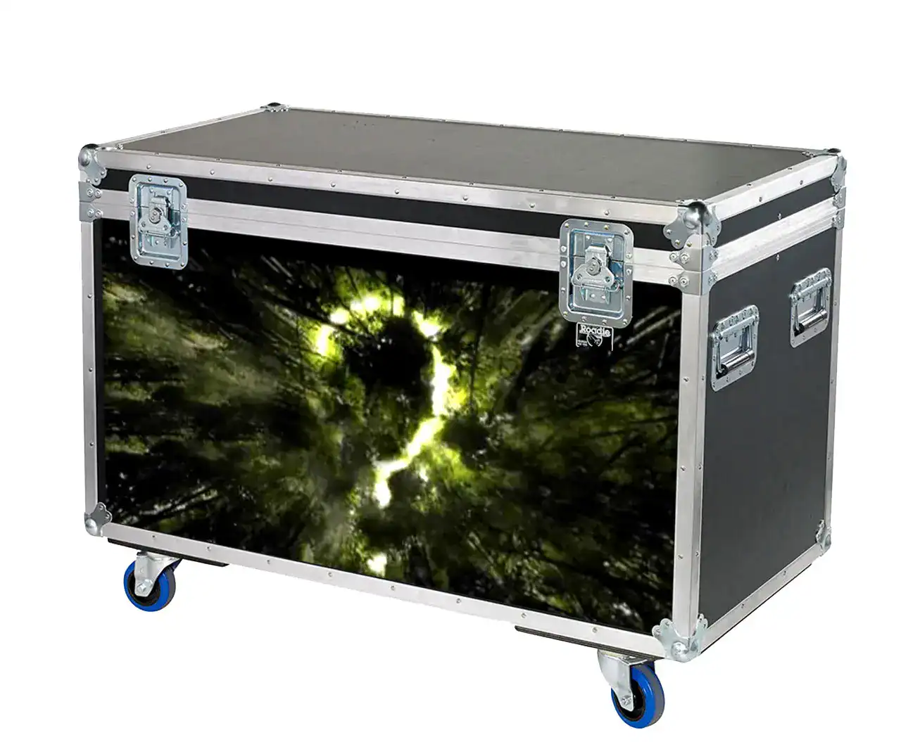 Protective travel case featuring forest canopy print, ideal for DJs, musicians, and event professionals.