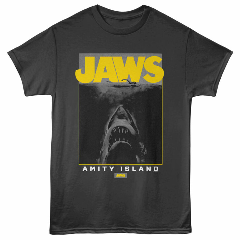 Jaws Shark by Night Men's T Shirt Charcoal