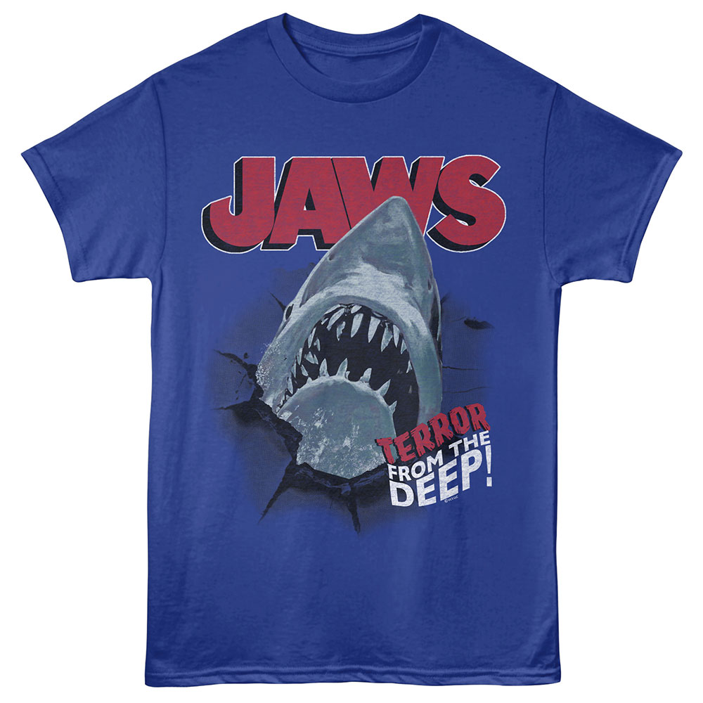 Jaws Terror from the Deep Men's T Shirt Blue