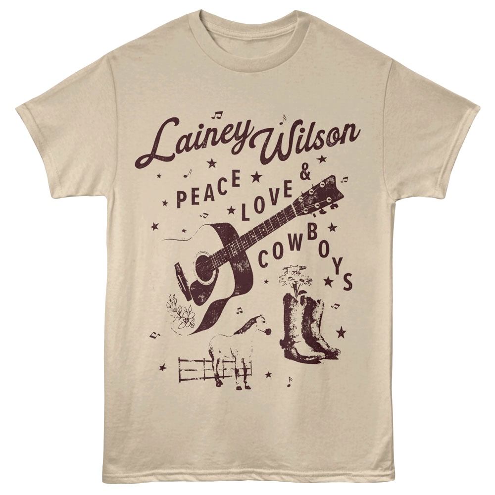 Lainey Wilson Peace Love & Cowboys Men's T Shirt Sand