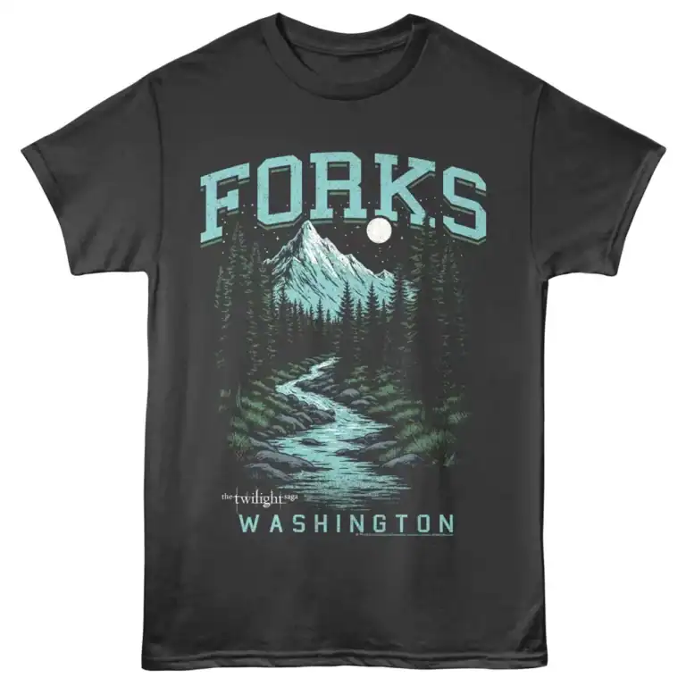 Twilight Forks Mountain Men's T Shirt Charcoal