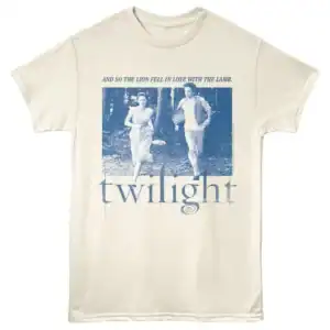Twilight Bella and Edward Running Men's T Shirt Ivory