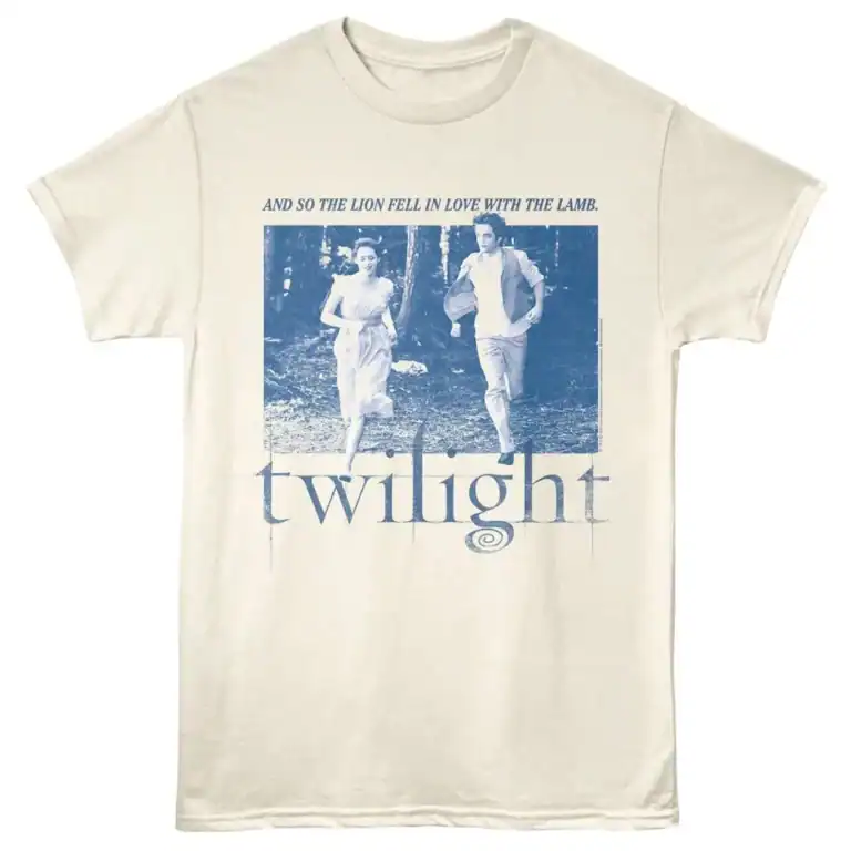 Twilight Bella and Edward Running Men's T Shirt Ivory
