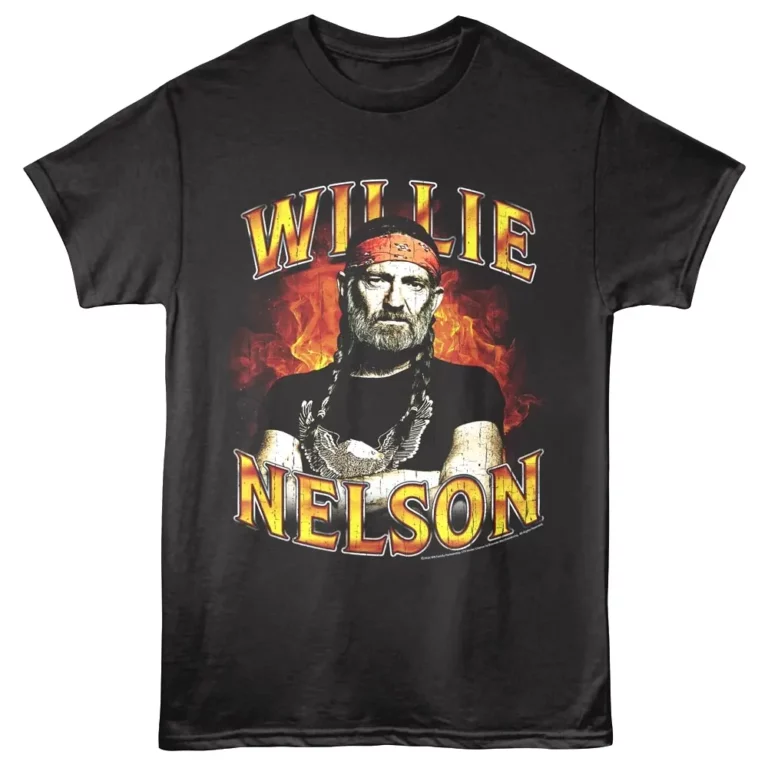 Willie Nelson Flames Men's T Shirt Black