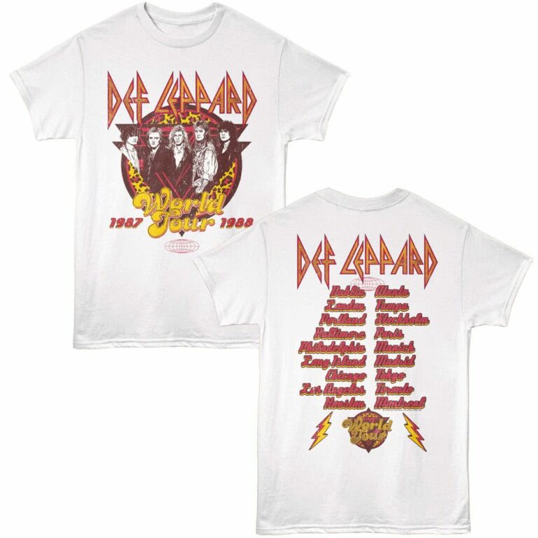 Def Leppard World Tour 87 Cities Men's T Shirt White