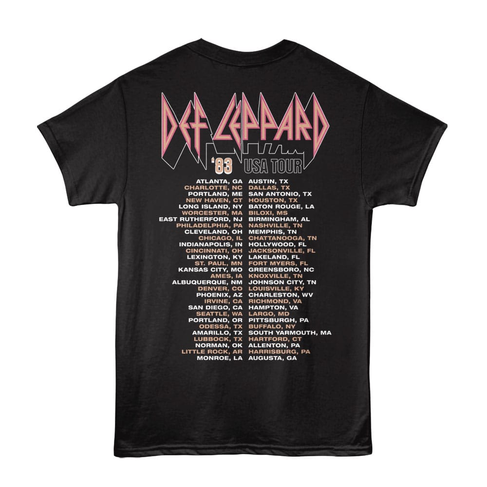 Def Leppard USA Tour 83 Cities Men's T Shirt - Image 3