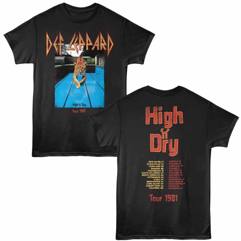 Def Leppard High n Dry Tour 81 Cities Men's T Shirt Black
