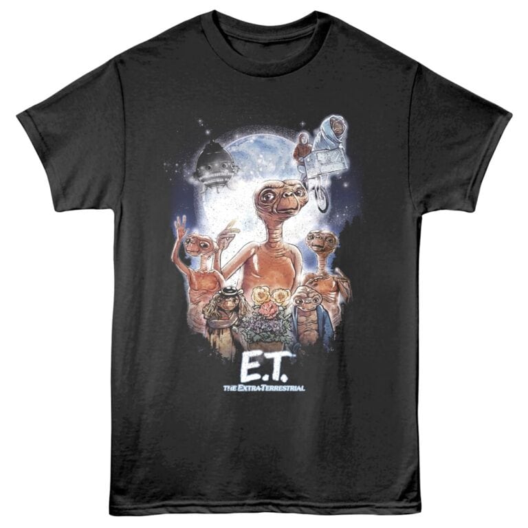 E.T The Extra-Terrestrial Sketched Men's T Shirt Charcoal