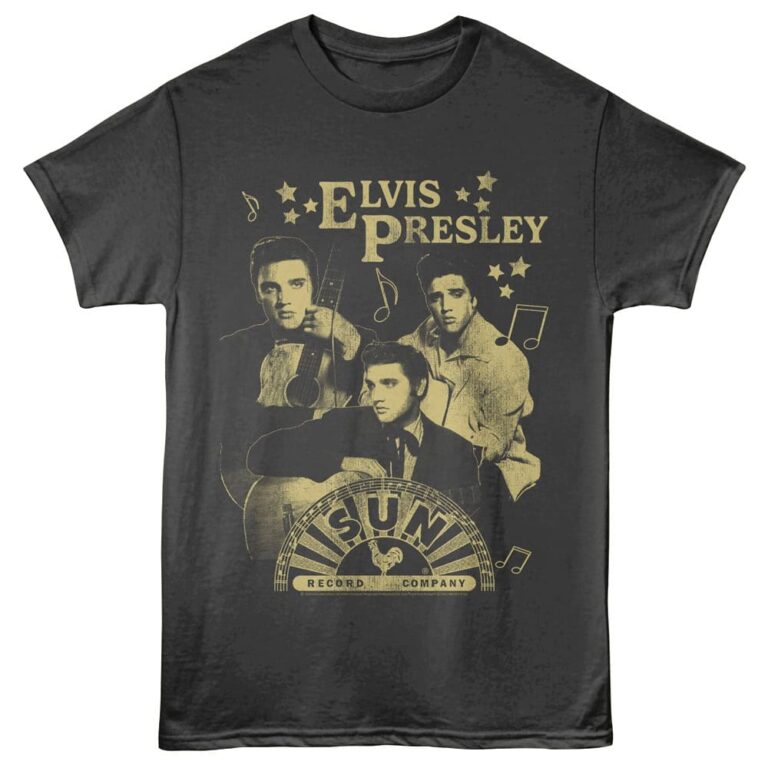 Elvis Presley Triple Threat Men's T Shirt Charcoal