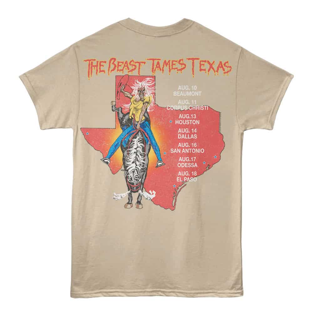Iron Maiden Beast Tames Texas Tour 82 Men's T Shirt Khaki Heather