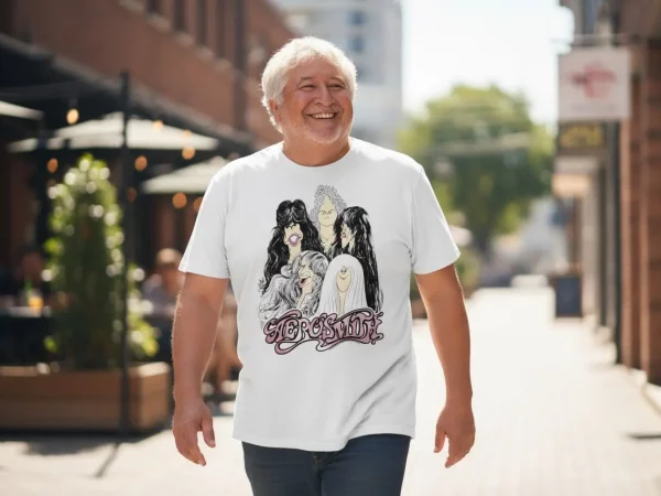 Aerosmith tshirt-Draw the line CArtoon