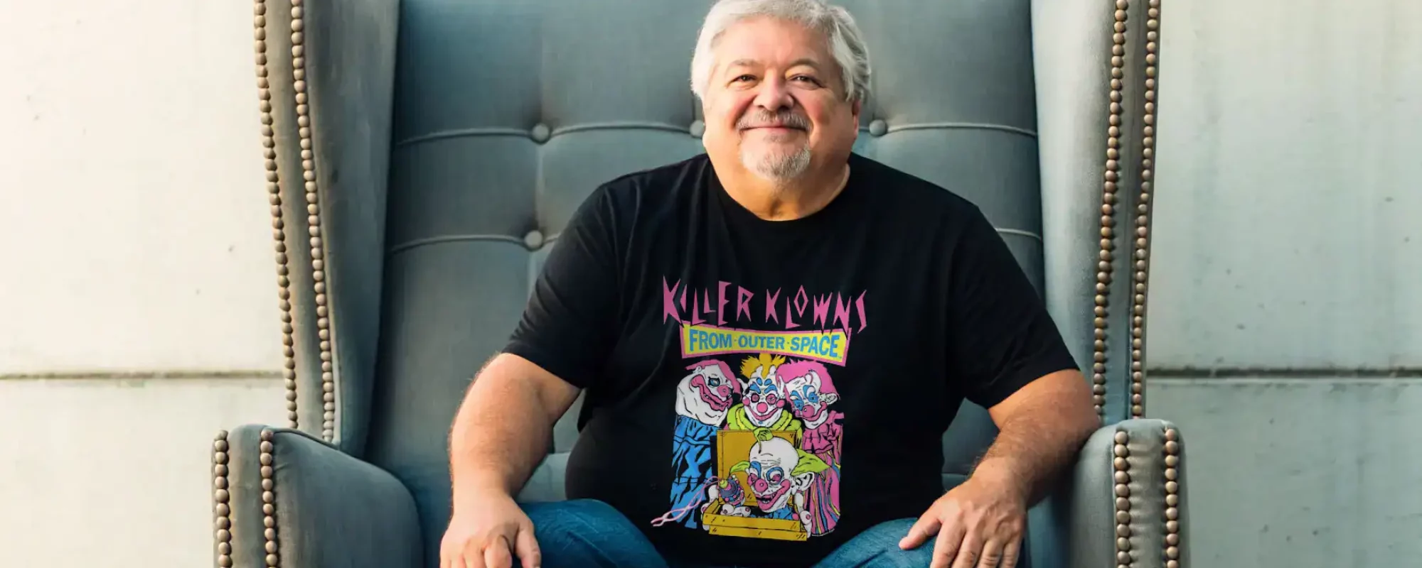 Colorful killer clown graphic shirt for horror and Halloween costumes.