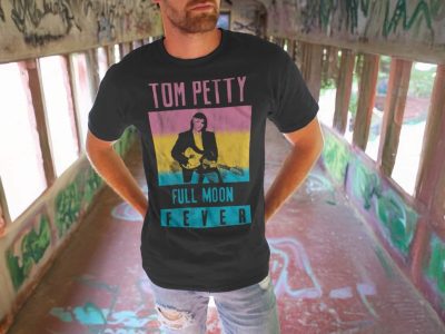 Tom Petty Full Moon Fever vintage band tee, perfect for music lovers and rock fans. Unique graphic design on black cotton t-shirt.