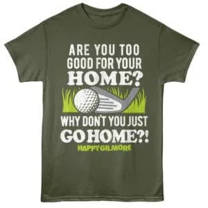 Golf humorous t-shirt with golf ball and club image, ideal for golf lovers and casual outings.