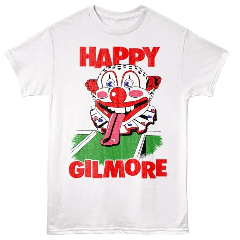 Humorous clown graphic t-shirt featuring a playful, colorful design with bold red text and a cartoon clown face.