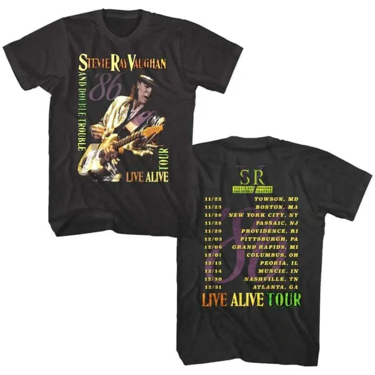 Stevie Ray Vaughan & Double Trouble Live Alive Tour 1986 Men’s T Shirt