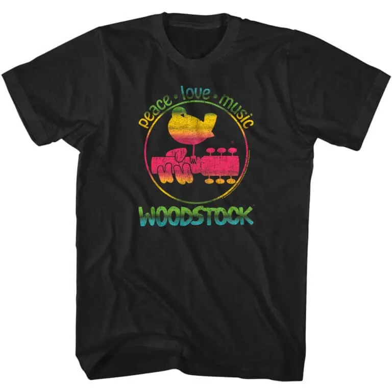 Woodstock Rainbow Peace Love & Music Men’s T Shirt