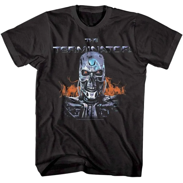 Terminator Flaming Cyborg Men’s T Shirt