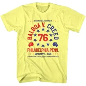 Rocky Balboa v Creed 76 Bicentennial Superfight Men's T Shirt Yellow Heather