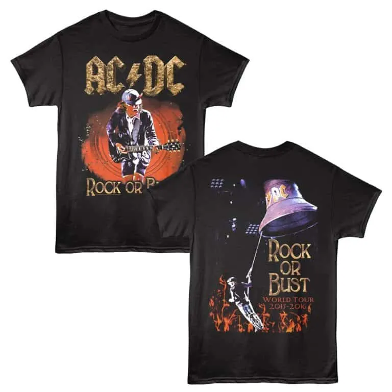 Vintage AC/DC band graphic tee for rock music fans.