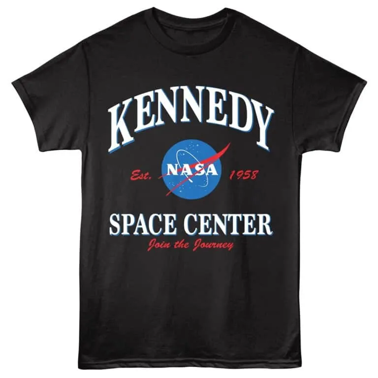 NASA Kennedy Space Center t-shirt with iconic logo for space enthusiasts.