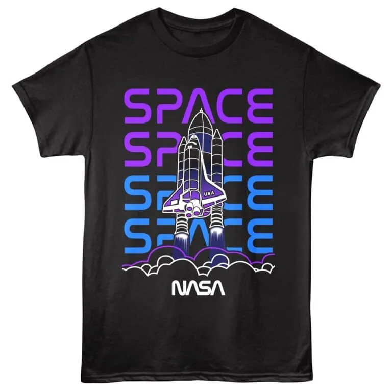 NASA space shuttle graphic tee for space and science enthusiasts.
