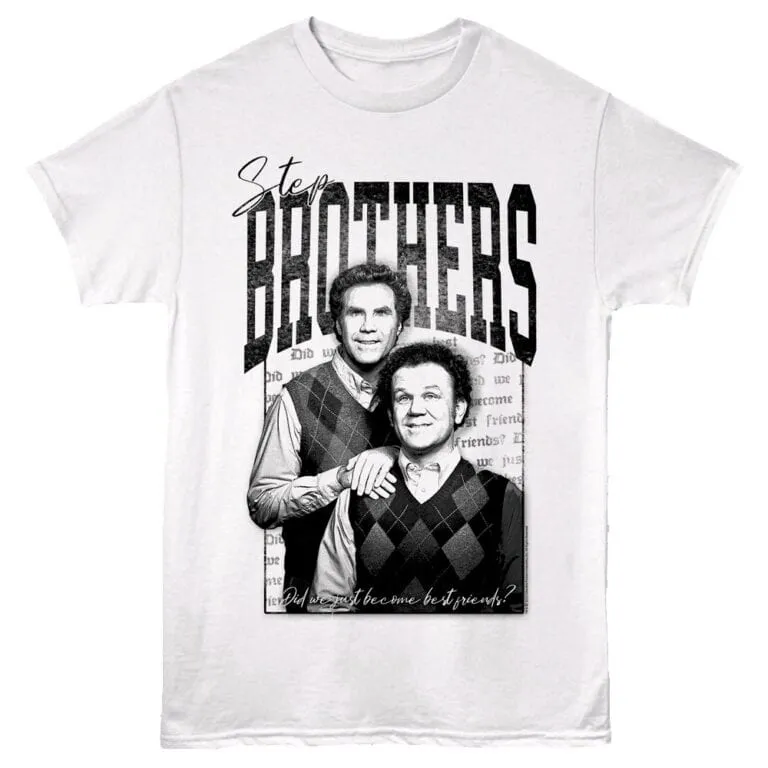 Black and white brothers quote shirt featuring two men from "Step Brothers".
