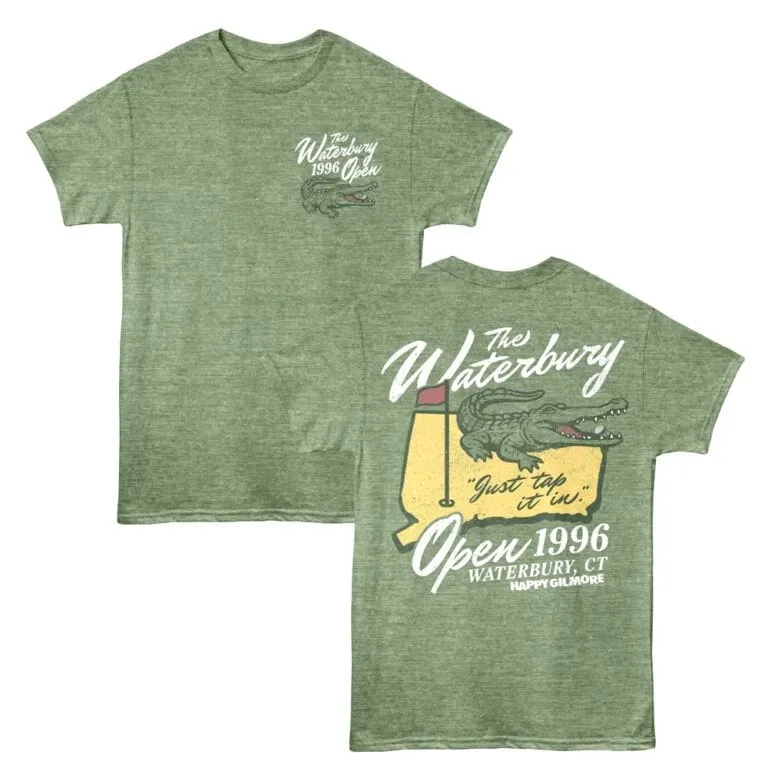 Waterbury vintage snake logo t-shirt, green cotton casual tee, Connecticut sportswear.