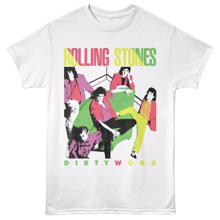 Colorful Rolling Stones band graphic tee for music fans and rock enthusiasts.