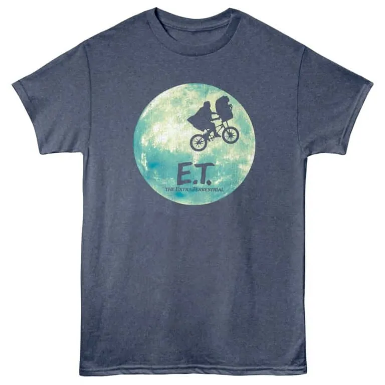 E.T Bike over the Moon Men's T Shirt Navy Heather