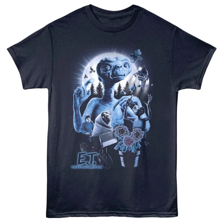 E.T Alien Movie Montage Men's T Shirt Navy