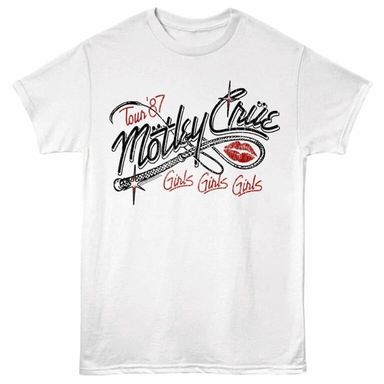 Motley Crue Girls Whipped Tour 87 Men's T Shirt White