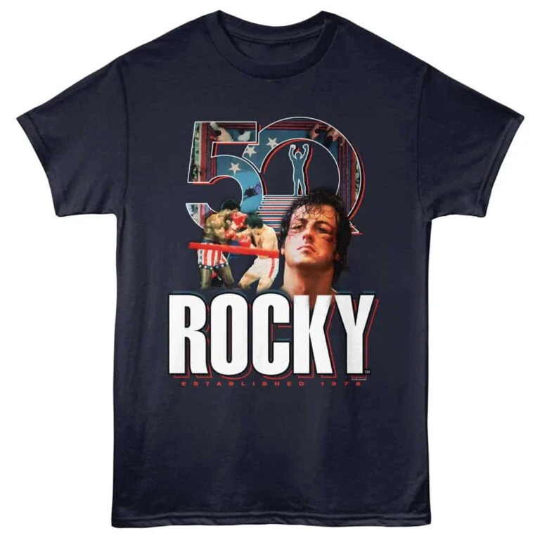 Rocky 50th Montage Men's T Shirt Navy