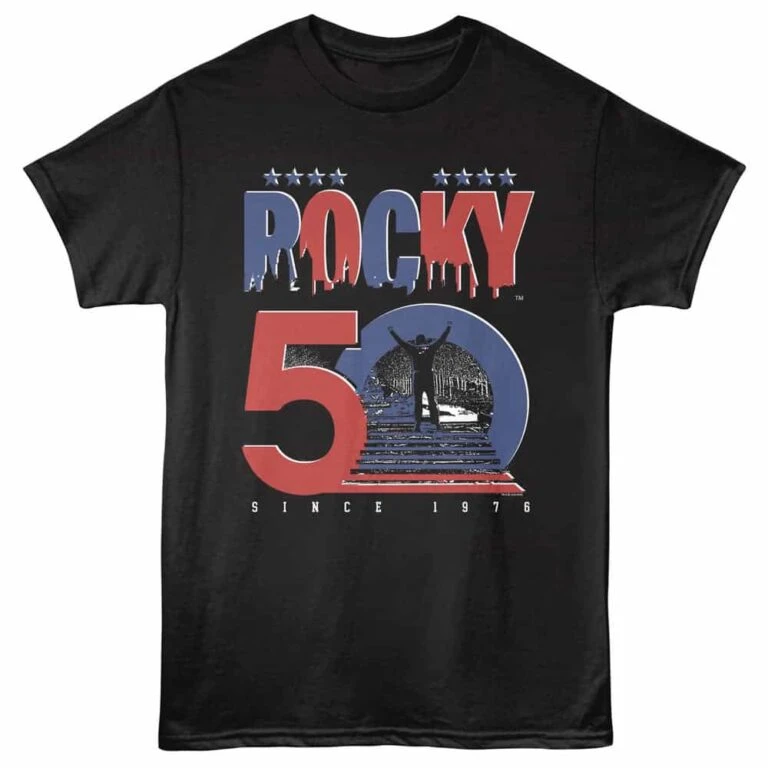 Rocky 50th Staircase Men's T Shirt Black