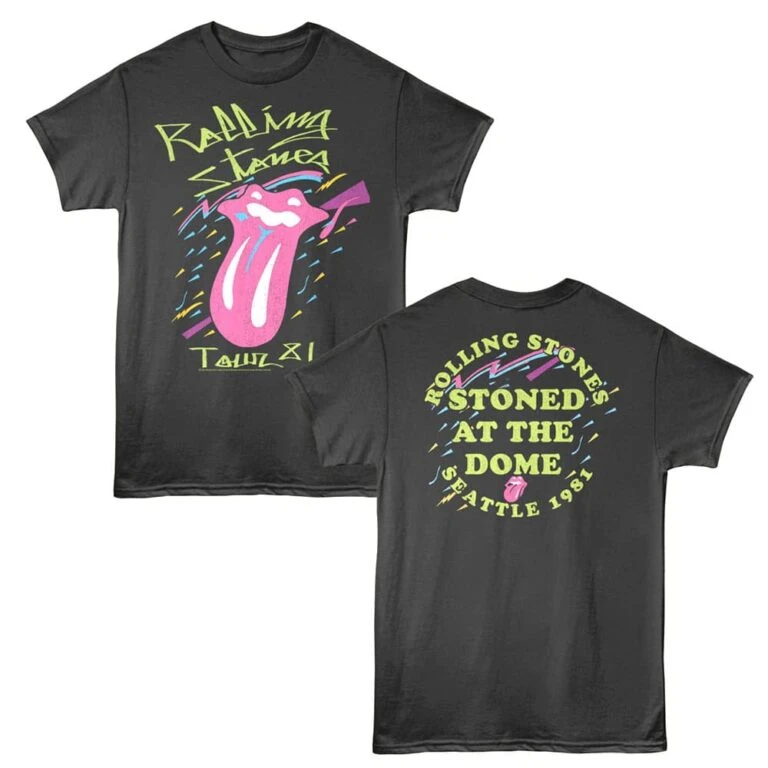 Rolling Stones Stoned at the Dome 81 Men's T Shirt Charcoal