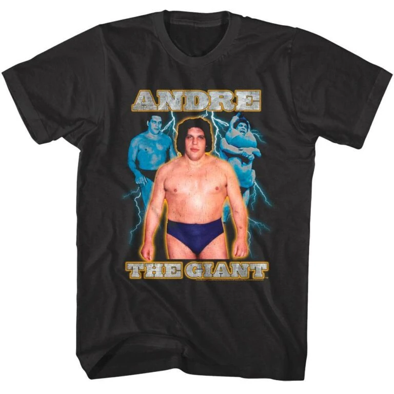 Andre the Giant Lightning Wrestling Montage Menโs T Shirt