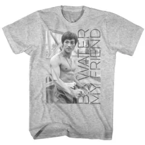 Bruce Lee Be Water My Friend Men’s Gray T Shirt
